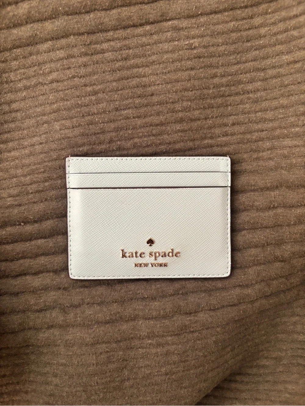 kate spade White Leather Card Case with Gold Logo